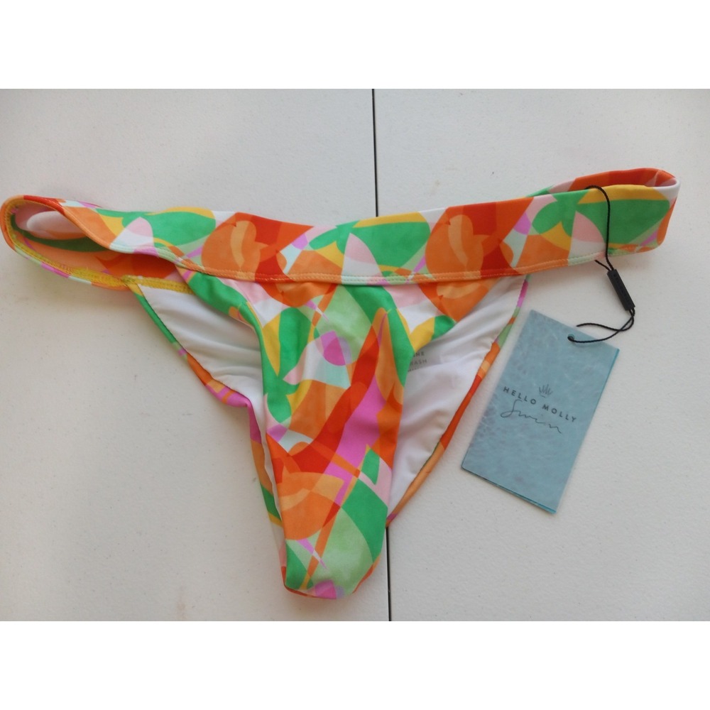 NWT! HELLO MOLLY Cabo Swim Bottom Fiesta Orange Green Red Size Large